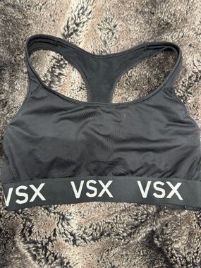 VSX Black Racerback Sports Bra with White Logo Band